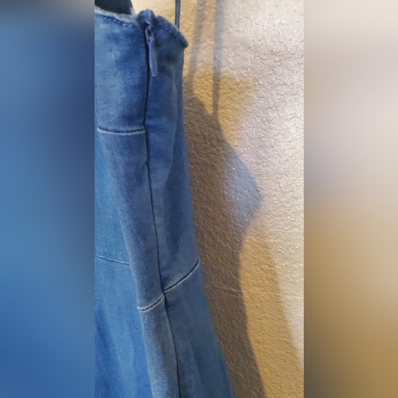 NWT Forever 21 Blue Denim Chambray Smocked Spaghetti Strap Mini Dress Size Small - Picture 5 of 8
